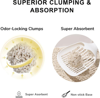 FUKUMARU Tofu Cat Litter, 100% Natural Ingredients Litter, Flushable, Dust Free, Quick Clumping, Lightweight, Low Tracking Cat Litter Pellets, Effective Odor Control, Unscented, 18 LBS (3 Packs)