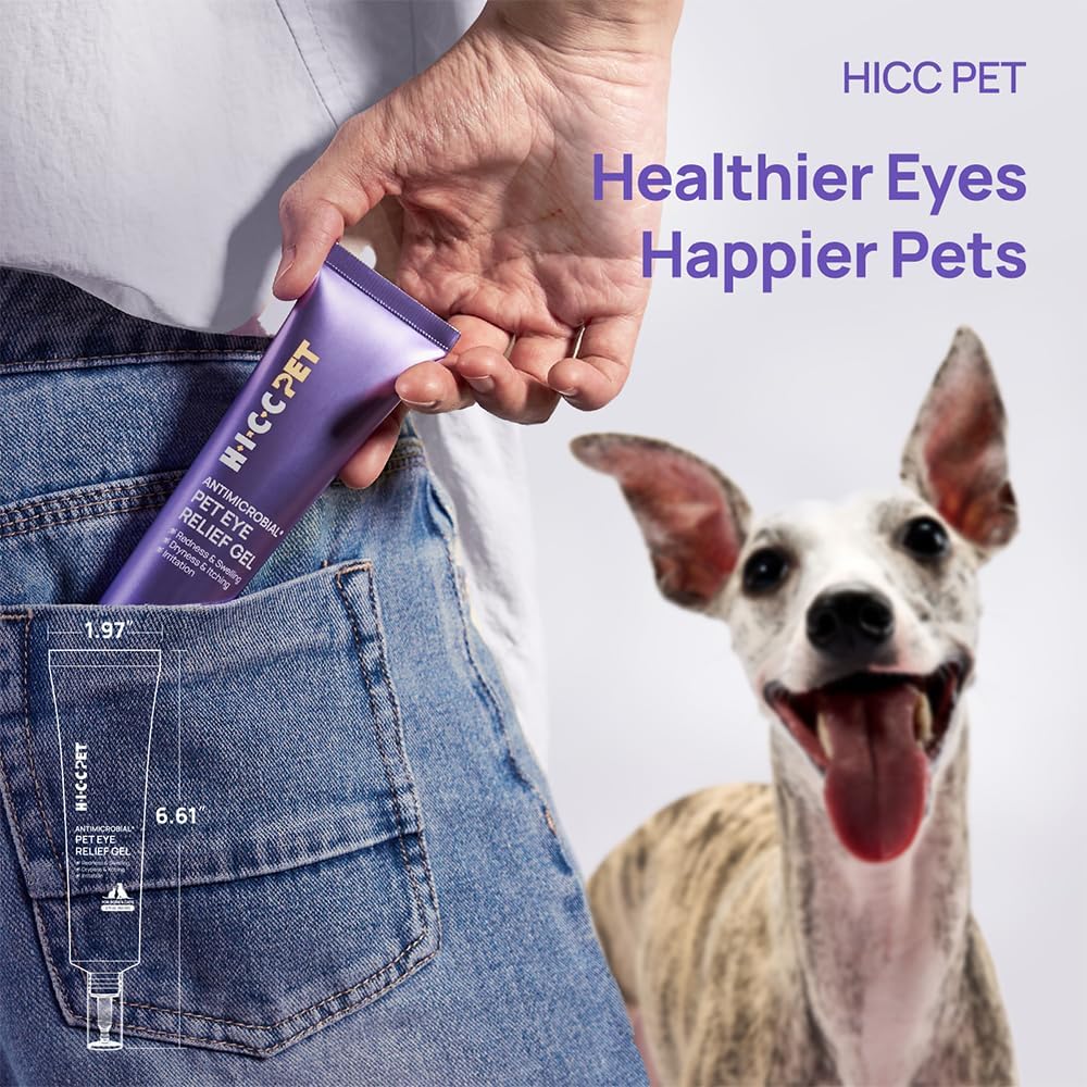 HICC PET Dog Eye Gel, Vet-Recommended Dog Eye Infection Treatment, Cat Eye Drops Wash, Soothes Irritation, Moisturizes Dry Eyes, Pet Eye Drops Ointment Alternative for Dogs, Cats, Horses. 2 fl oz