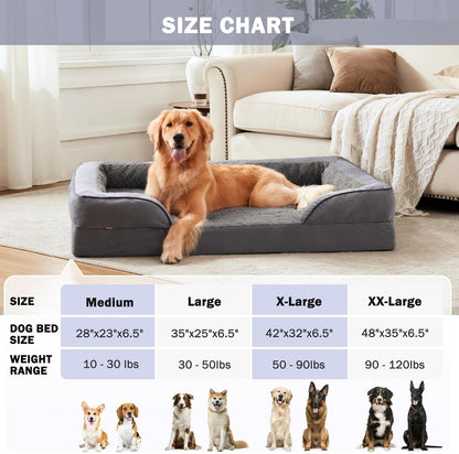 INVENHO Orthopedic Dog Beds Large Sized, XL Washable Dog Sofa with Egg-Crate Foam, Waterproof Lining and Non-Skid Bottom