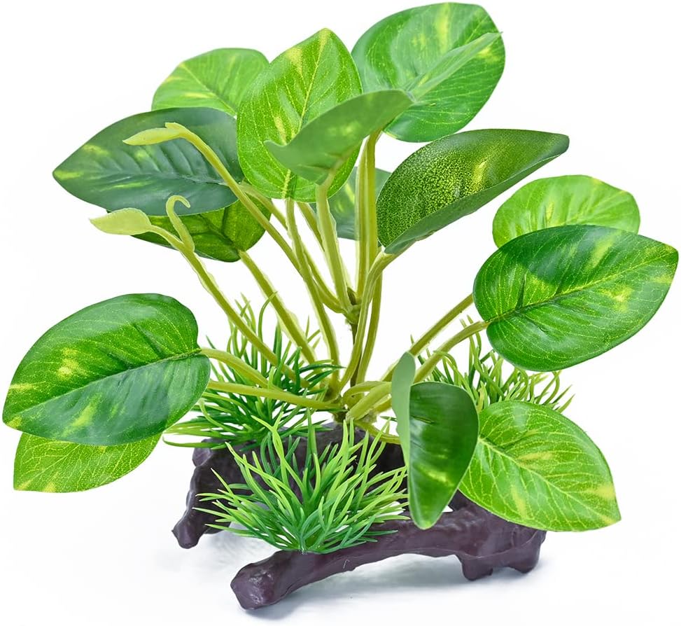 Reptile Artificial Plants, Terrarium Plants Decorations Supplies, Amphibian Habitat Hideout Tank Accessories, Rainforest Ground Plant