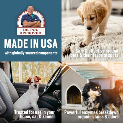 Dr. Pol Incredi-Pol Stain & Odor Remover | Eliminates Dirt, Urine & Feces | Safe and Effective Around Pets & Their Favorite Spots | Trigger Spray for Easy Use | 16 oz | Fresh Citrus