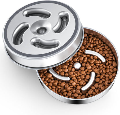 Slow Feeder Dog Bowls with Non-Slip Bottom Stainless Steel Metal Slow Feeing Bowls 3 Cups for Small Medium Dogs and Fast Eaters Slowing Down of Eating