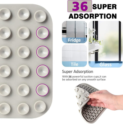 Lick Mat for Dogs, Dog Lick Mat with Suction Cups for Anxiety, Peanut Butter Dog Licking Mat Slow Feeder Dispensing Treater Lick Pad for Dogs Cats Grooming Bathing and Training (Grey)