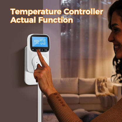 Diymore 1800W Plug in Digital Thermostat Temperature Controller Electric Thermostats Outlet Heating Cooling Control Mode Timer 120V 15A -104 ℉~210 ℉ Greenhouse with Thermostat Pool Thermometer