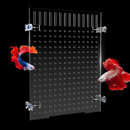 Acrylic Fish Tank Divider Aquarium Divider with 8 Suction Cups Transparent Fish Tank Separator Dividing Net Plate Isolation Board Flapper, 11.81 * 15.74in