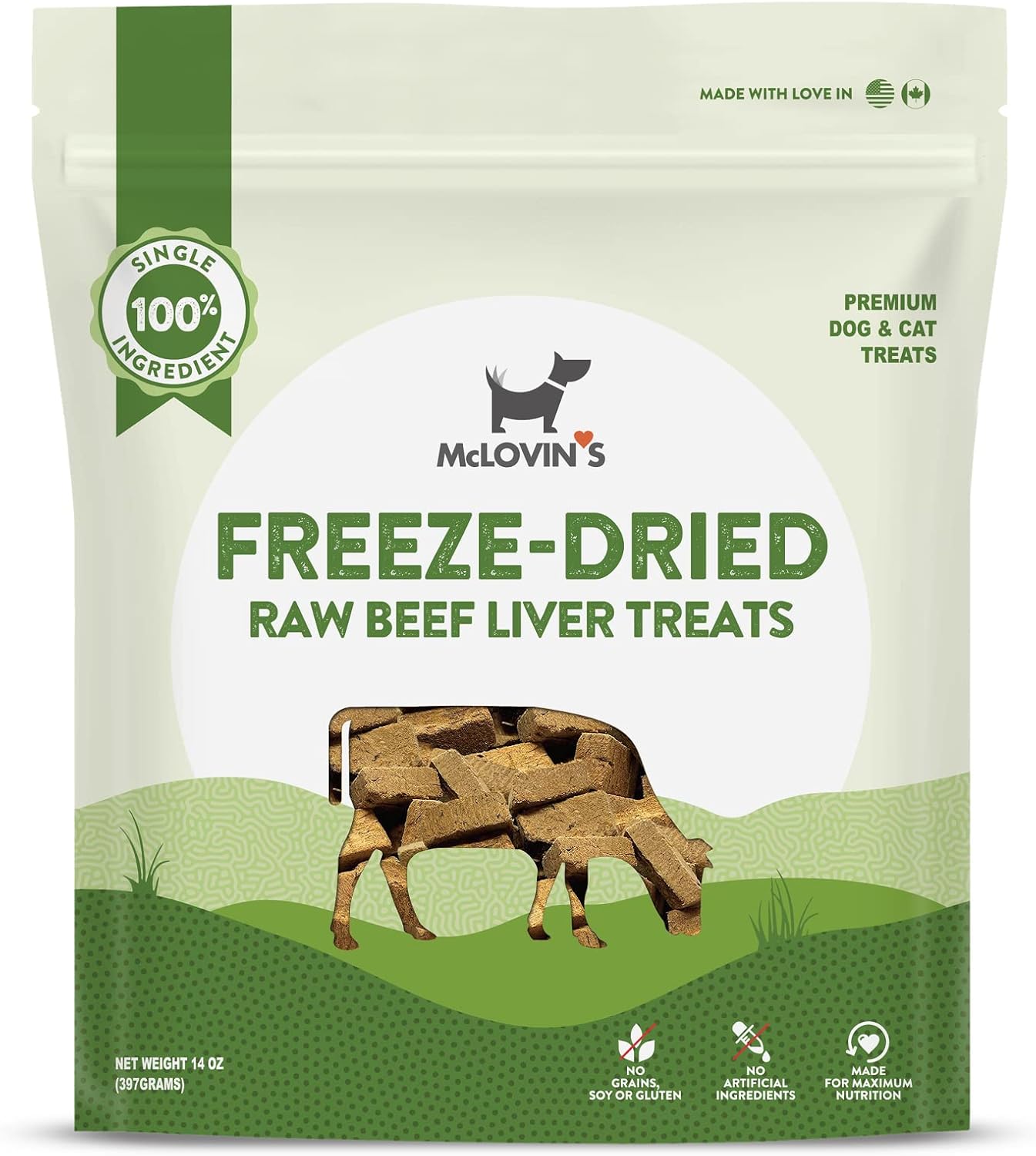 McLovin's Pet Freeze Dried Raw Beef Liver Dog Treats and Toppers, 14 oz. - Single Ingredient, Grain-Free, Gluten-Free, High-Protein Treat – Healthy Dog Training Treats