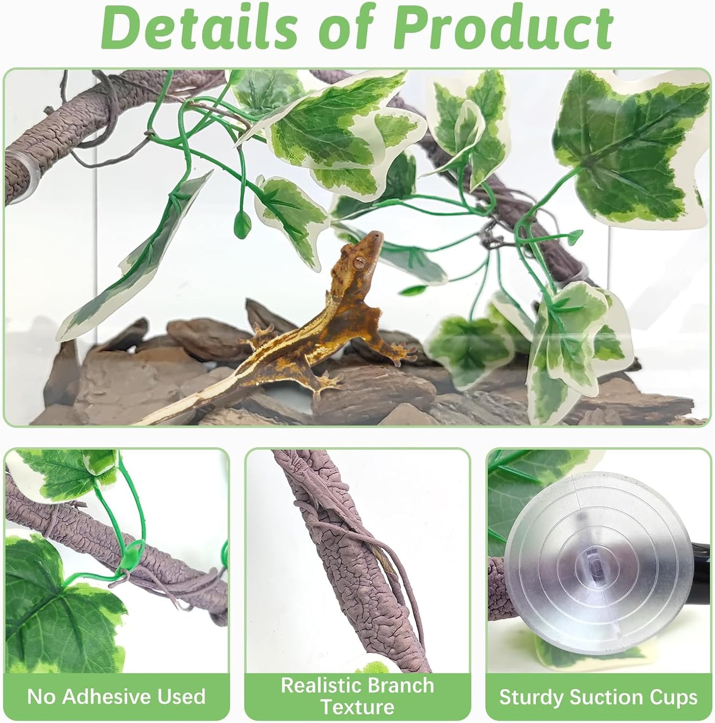 VCEPJH Snake Climbing Branch, 2Pcs Reptile Wood Natural Cork Log and Reptile Climbing Branch Decor 2 Pcs Bendable Jungle Vine with Suction Cup for Gecko Bearded Dragons, Snake,Frogs, Chameleons