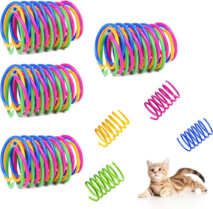 Cat Spring Toys, 16pcs Bouncy Coil Kitty Cats Spiral Spring Toy for Indoor Cats Heavy Interactive Cat Toys Springy Chew Toys Springs Cat Toy for Biting, Swatting, Hunting Entertainment kitten toys