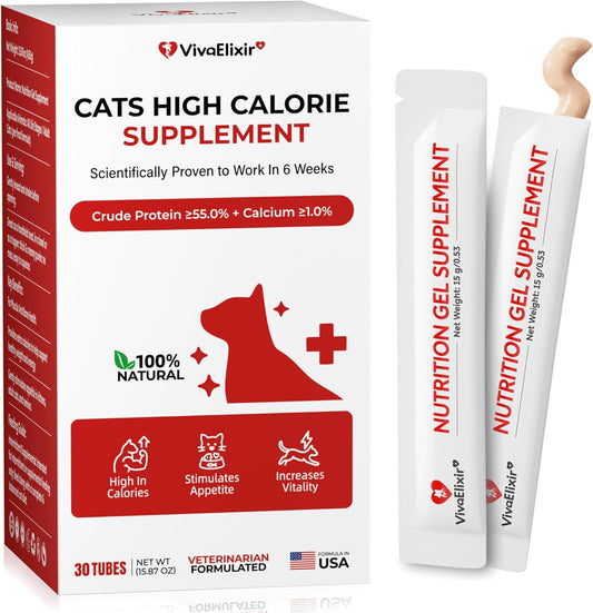 High Calorie Nutrition Paste for Cats – 12g x 30 Bars- Provides Weight gain and Appetite Support for picky or underweight Cats - Contains Taurine, DHA Colostrum - Promotes Vitality and Healthy Growth