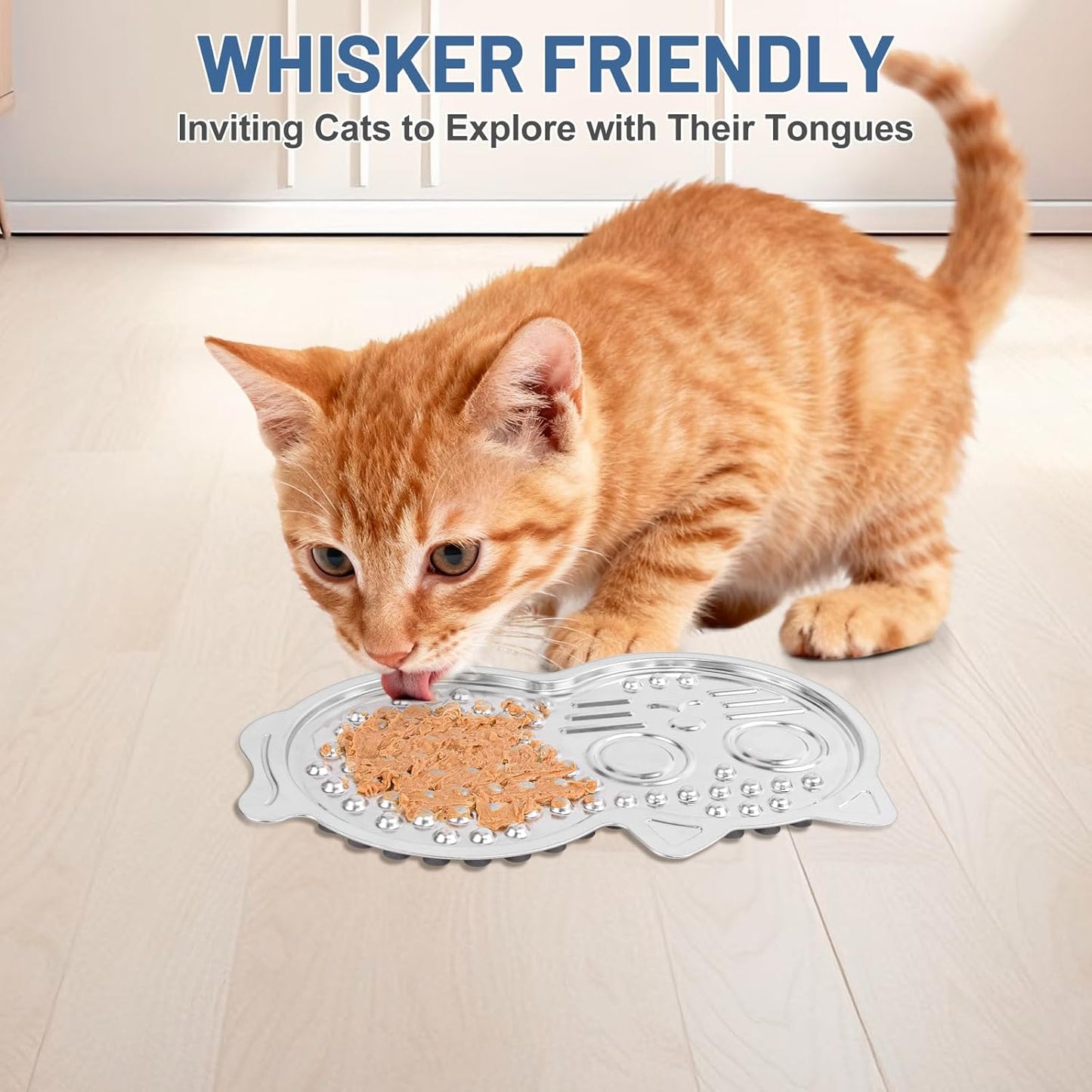 Stainless Steel Lick Mat for Dogs & Cats, Pet-Shaped Slow Feeder Pad, Chew-Proof, Non-Slip Large Licking Mat for Slow Eating, Stress Relief, Whisker Friendly for Cats