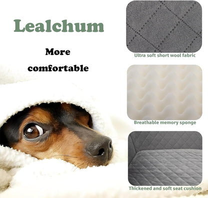 Dog Car Seat Up to 55lb,2 Clip-On Safety Adjustable Leashs Car Dog Bed for 2 Small Dogs,Fully Detachable and Washable Pet Car Seat with 2 Storage Pockets,Easy to Install(Black/Grey, Large)