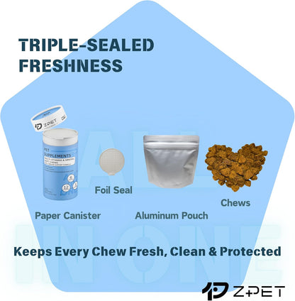 ZPET Multivitamin & Mineral Soft Chews for Cats & Dogs – 12 Vitamins, 6 Minerals with Lysine & Taurine – Daily Immune, Skin, Bone & Digestive Support – Grain-Free Pet Supplement, 150g