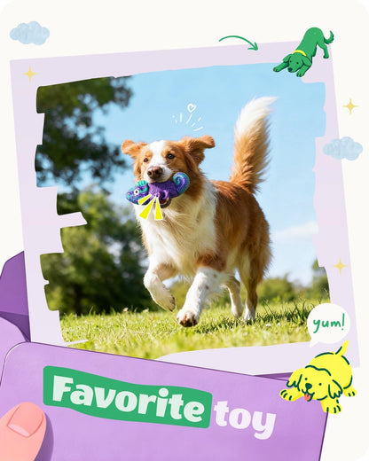 Tough Dog Toys for Aggressive Chewers: Squeaky Dog Toys for Medium & Large Breeds, Indestructible Dog Chew Toys to Keep Them Busy, Reduce Boredom, Bacon Flavor