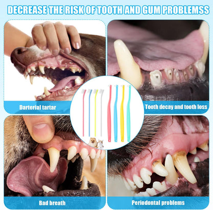 8pcs Small Dog & Cat Toothbrush, 2 Styles Soft Bristle Kitten Teeth Cleaning Brush Micro Head Pets Toothbrush Dental Care Supplies Accessories for Puppy Kitty Reduce Tartar Formation & Bad Breath