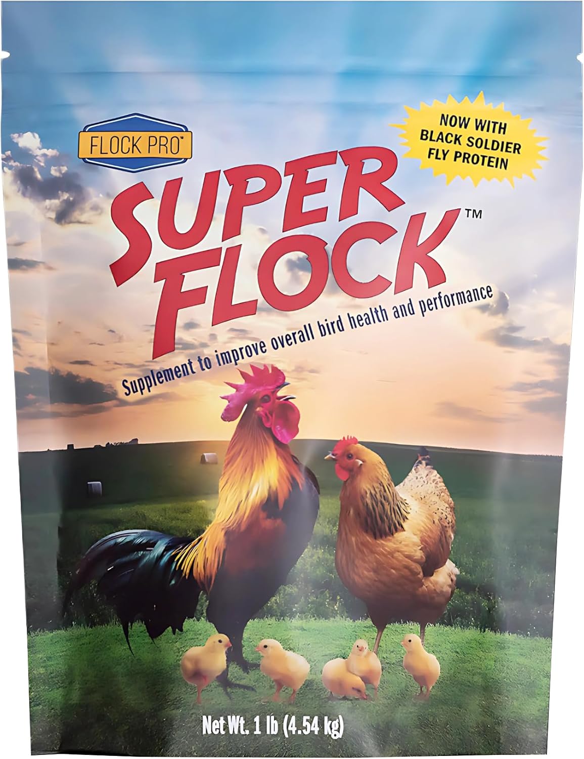 Super Flock Premium Pellet Chicken Supplement Boost Health & Egg Quality with Vitamins, Probiotics, Minerals, Chicken Supplies (1 lb)