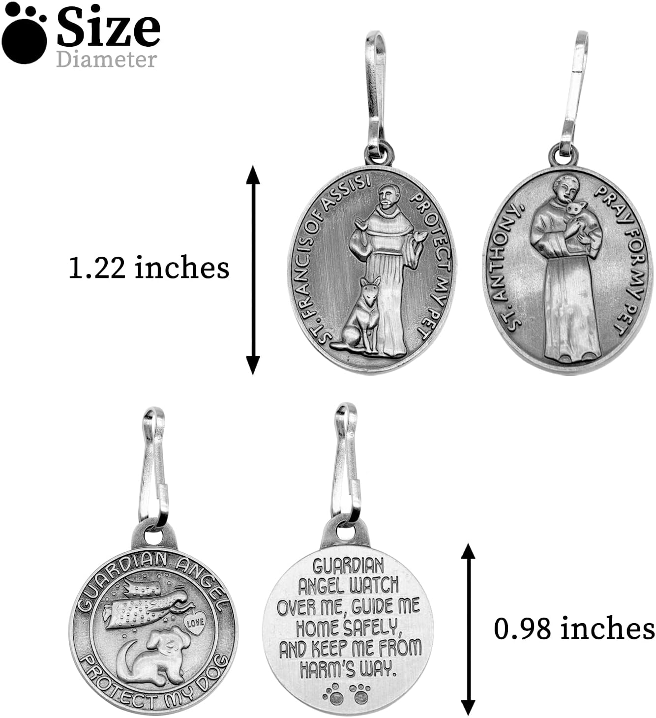 Pet Tags Engraved 2 Packs St Francis of Assisi Cats dogs Medal Pendant Collar Charm Protect My Pet