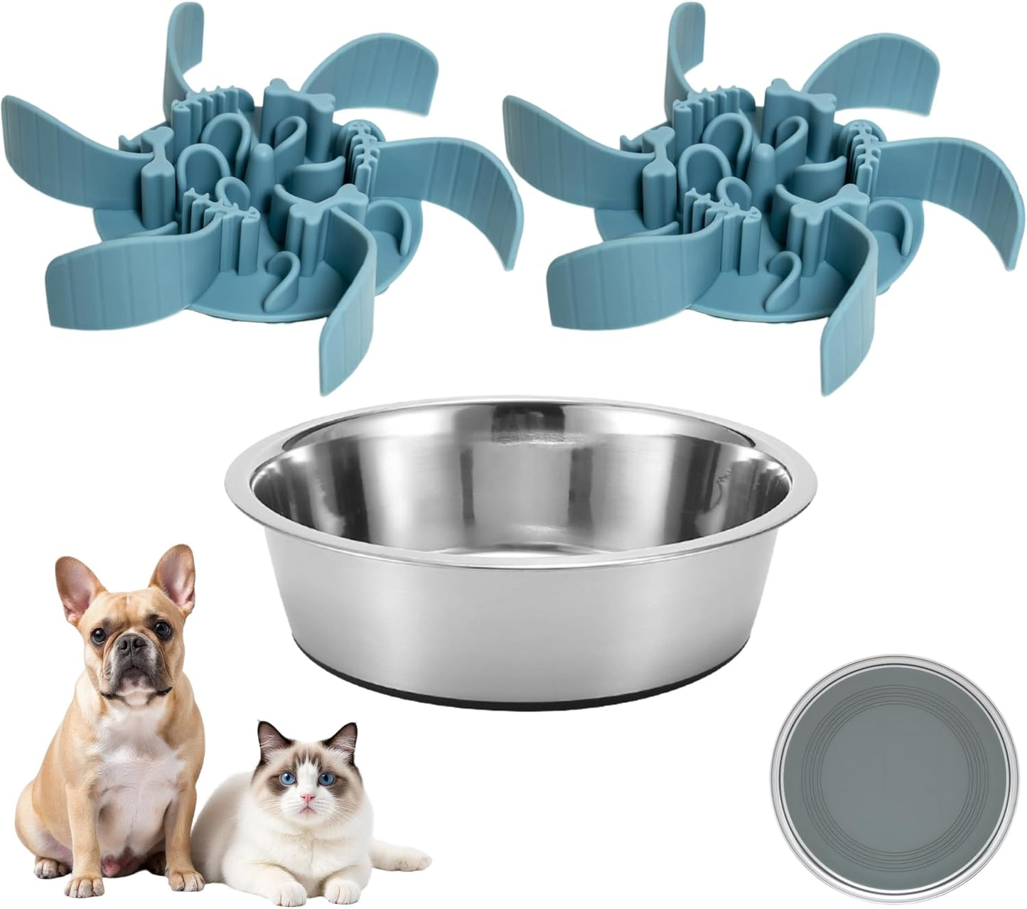 2 in 1 Slow Feeder Dog Bowl & One More Insert，Suitable for Active and High-Destructive Dog