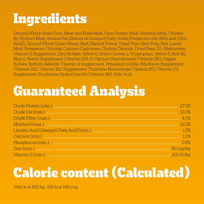 Pedigree High Protein Adult Dry Dog Food, Beef and Lamb Flavor, 18 lb. Bag