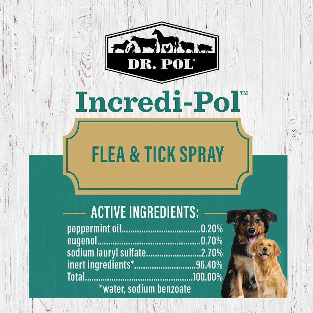 Dr. Pol Incredi-Pol Flea & Tick Spray | Fast-Acting Pest Control for Dogs | Helps Repel & Eliminate Fleas, Ticks & Larvae | Safe & Effective Formula | 16 oz