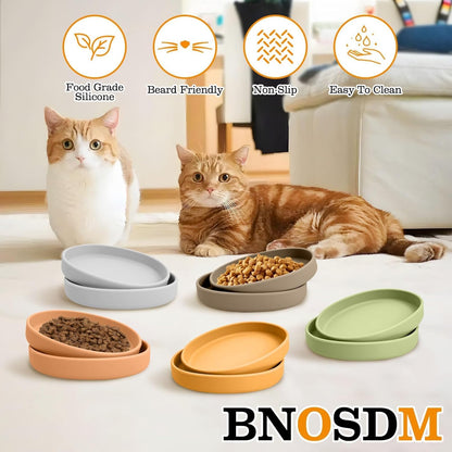 BNOSDM Raised Cat Slow Feeder Bowl and 2 Pcs Yellow Cat Dish for Cats and Dogs