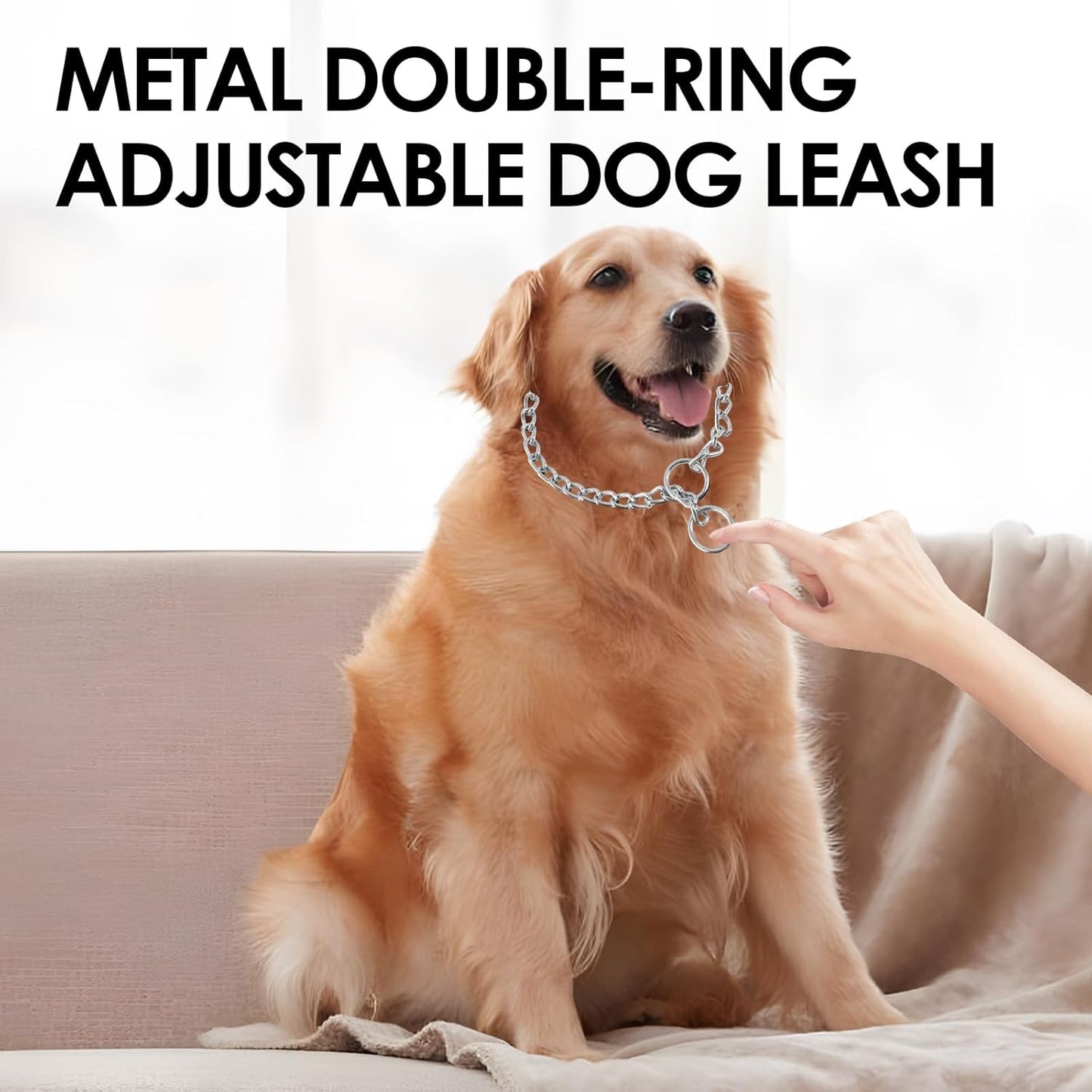 Dog Chain Collar, Stainless Steel Choker Collar with Slip Link Design, Heavy Duty Metal Training for Small Medium Large Breed Dogs Training and Walking Silver 20 Inch Max Neck Size