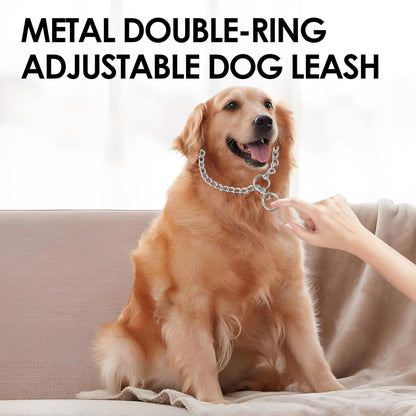 Dog Chain Collar, Stainless Steel Choker Collar with Slip Link Design, Heavy Duty Metal Training for Small Medium Large Breed Dogs Training and Walking Silver 20 Inch Max Neck Size