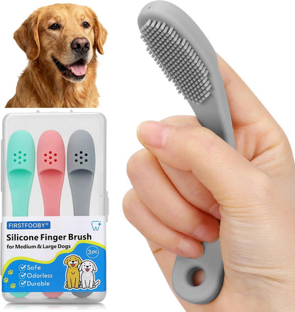 3pcs Dog Finger Toothbrush, Cat Chin Brush with Food-Grade Silicone, Dog Tooth Brushing Kit, Silicone Cleaning Brush for Pet Dental Care