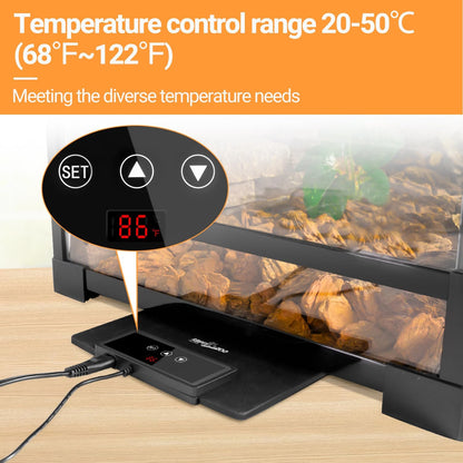 REPTI ZOO Reptile Heat Pad 8 in × 12 in, 23W Reptile Heat mat with Adjustable Thermostat for Turtles, Hermit Crabs, Bearded Dragons, Leopard Geckos, Snakes, Lizards