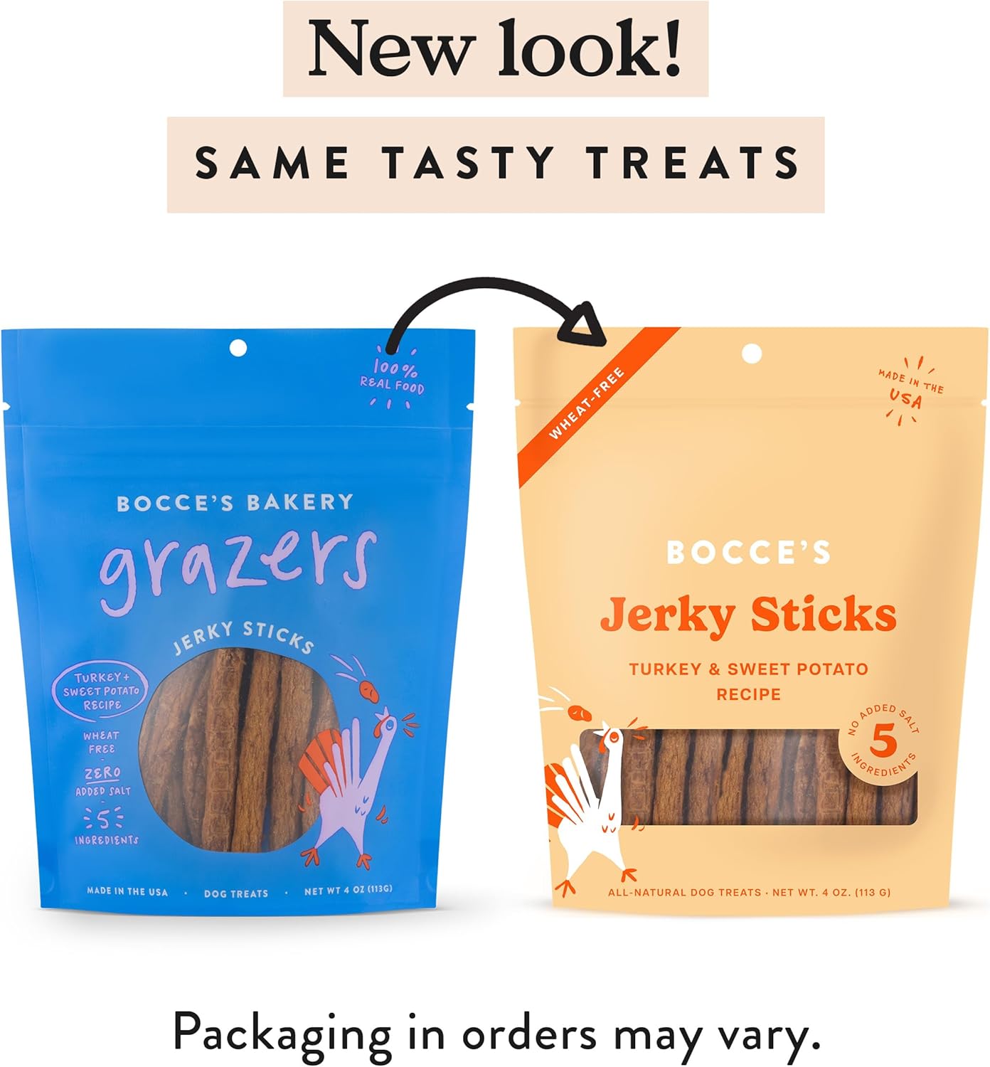 Bocce's Bakery Jerky Stick Dog Treats, Wheat-Free, Made with Limited-Ingredients, Baked in The USA with No Added Salt or Sugar, All-Naural & High-Protein, Turkey & Sweet Potato, 4 oz