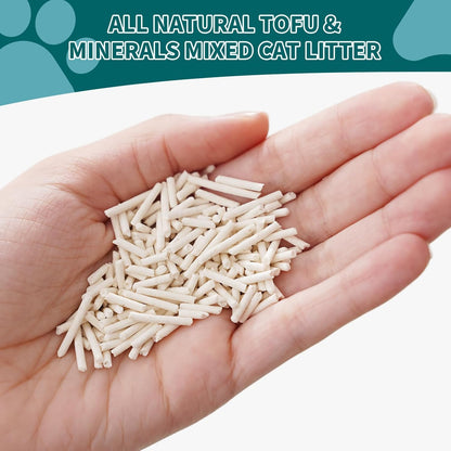 Plant-Based Cat Litter, Odor Control Quick Clumping Tofu Cat Litter, 12 lbs, Low Tracking Dust Control Lightweight Flushable Unscented Natural Kitty Litter