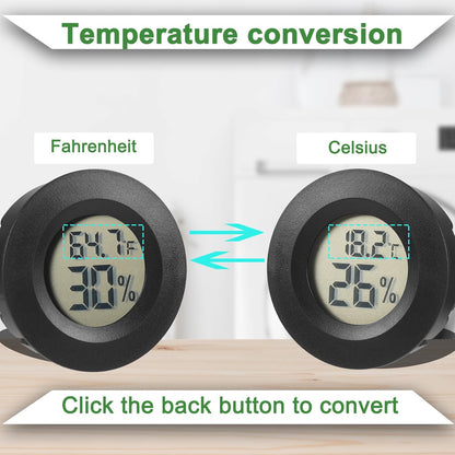 Reptile Thermometer and Humidity Gauge Digtal Terrarium Thermometer Circular Bearded Dragon Cage Accessories Reptile Temp and Humidity Gauge for Leopard Gecko Hermit Crab Gecko Lizard Etc 2pc
