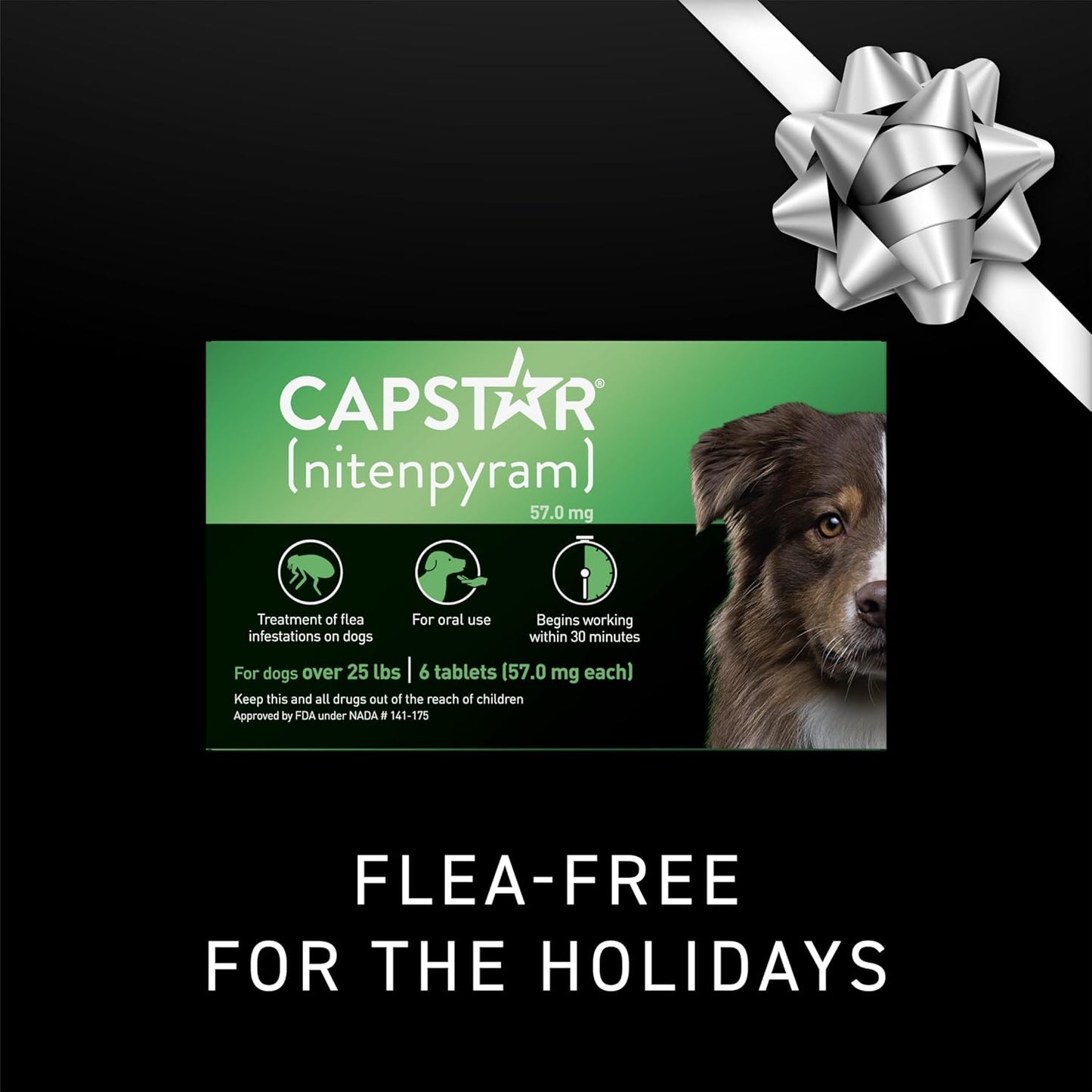 Capstar for Dogs (nitenpyram), Fast-Acting Oral Flea Treatment for Dogs Over 25+ lbs, Vet-Recommended Flea Medication Tablets Start Killing in 30 Minutes, 6 Doses
