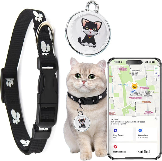 Cat Tracke Collar-GPS Tracker for Cats-Cat GPS Tracker-Pet Tracker for Cats| Android and iOS Universal | No Monthly Fee | Waterproof | Works with Any Collar