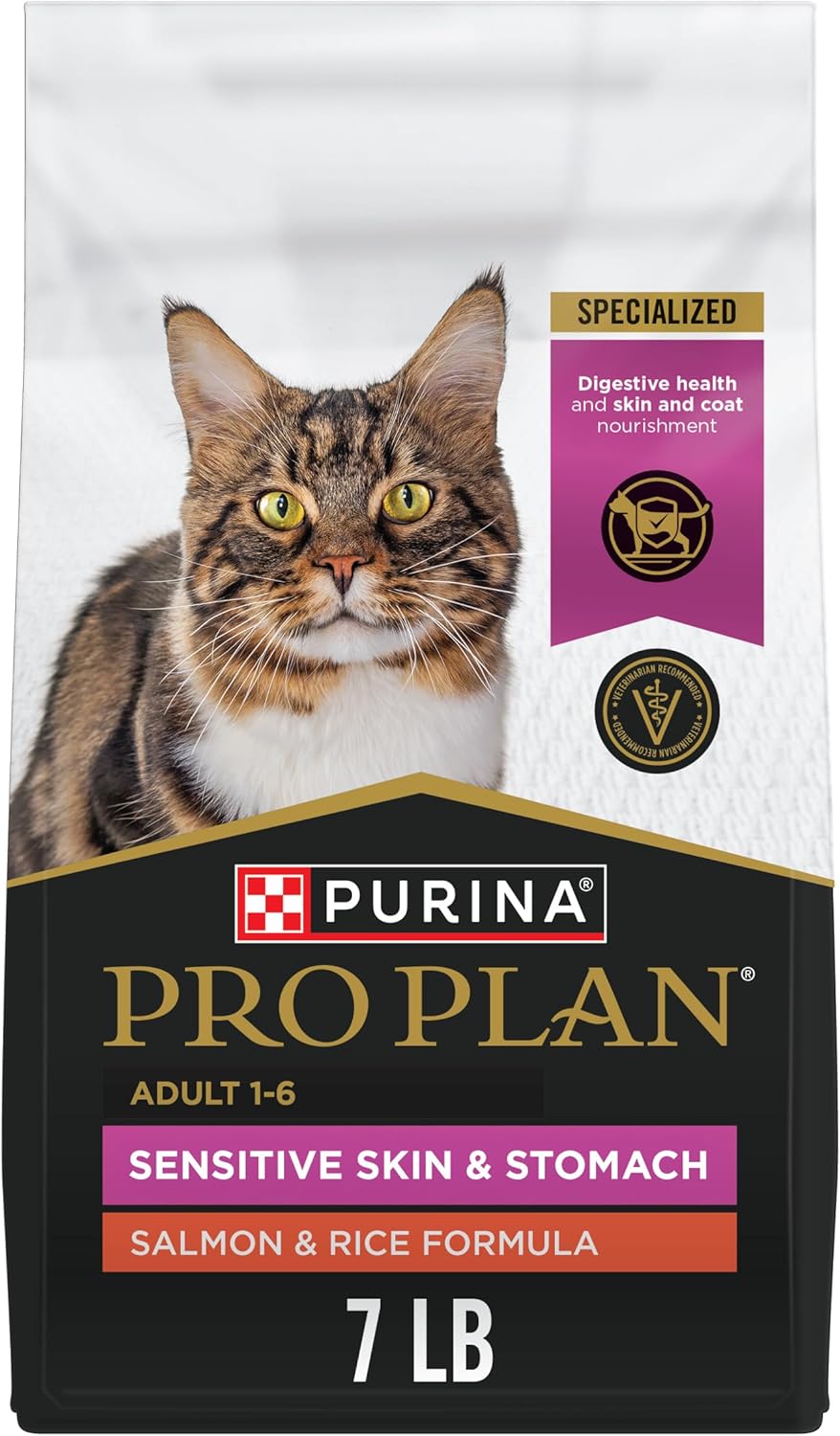 Purina Pro Plan Sensitive Skin and Stomach Adult Cat Food Salmon and Rice Formula - 7 lb.