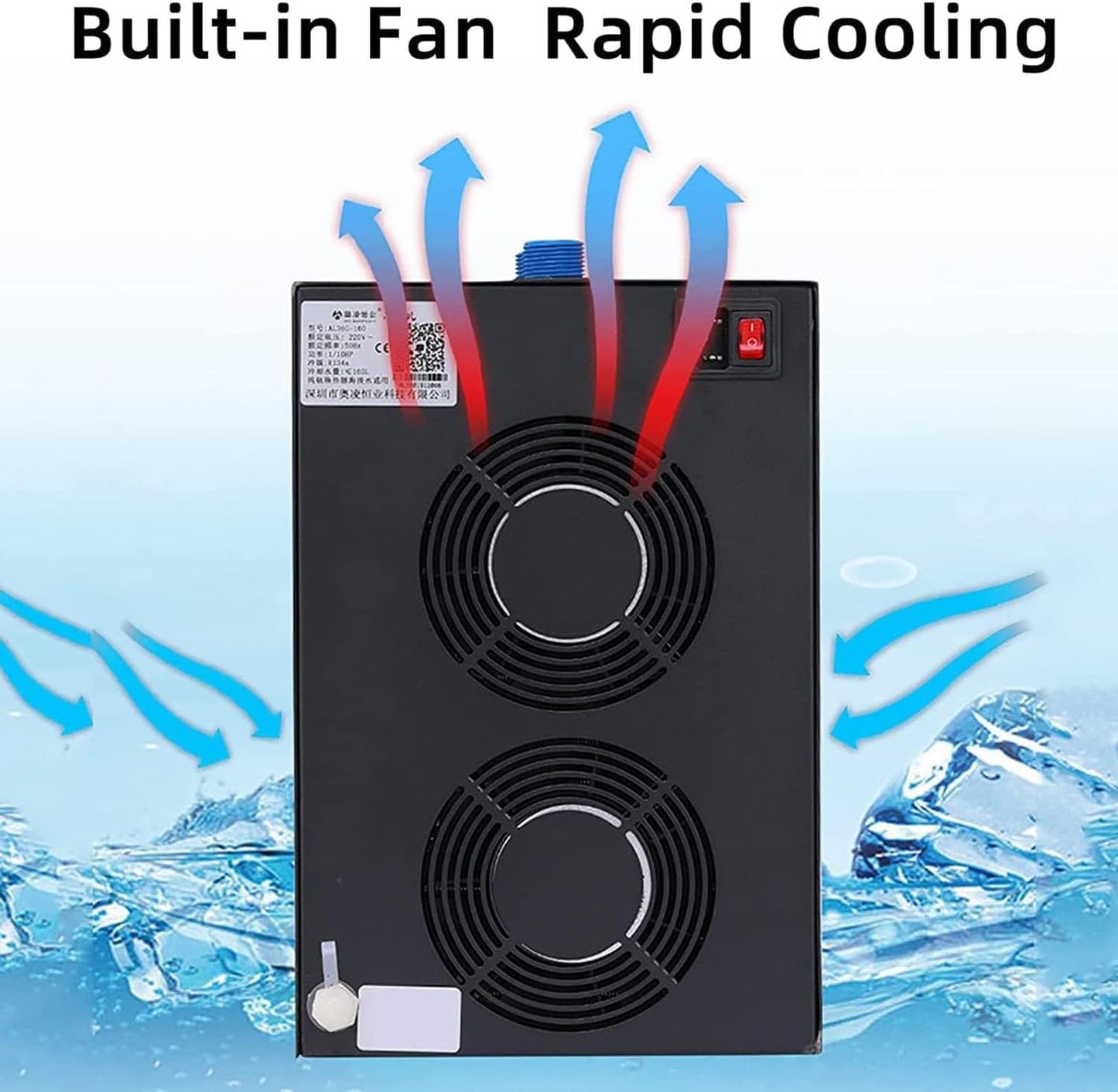 Aquarium Chiller 160L/300L/500L Fish Tank Jellyfish Aquarium Hydroponic Cooler Aquarium Water Chiller Fish Tank Cooling Machine (500L)