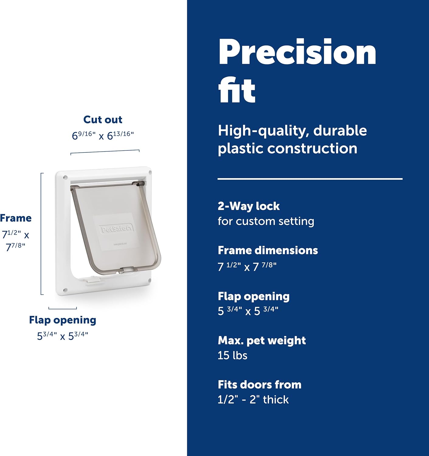 PetSafe Interior 2-Way Locking Cat Door - Allows Convenient Movement Between Rooms & Minimizes Scratching - Tinted Durable Plastic Privacy Door for Feeder & Litter Box