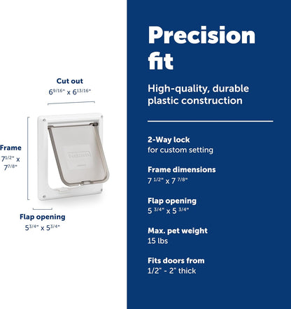 PetSafe Interior 2-Way Locking Cat Door - Allows Convenient Movement Between Rooms & Minimizes Scratching - Tinted Durable Plastic Privacy Door for Feeder & Litter Box