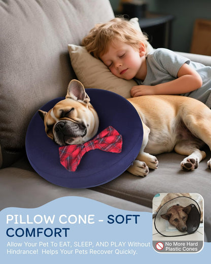 MIDOG Dog Cone Collar for Large Medium Dogs, Soft Inflatable Dog Cone Alternative After Surgery, Adjustable Protective Recovery Cone - Alternative E Collar Does Not Block Vision (Bow Tie,L)