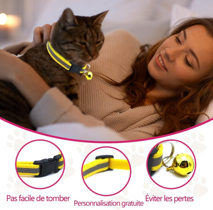 Dog Collar with Bell and Leash Set, Nylon Reflective Kitten Collars Girls Boys for XXS XS Small Pet Animal Litter Tiny Kitten Cat, Purple