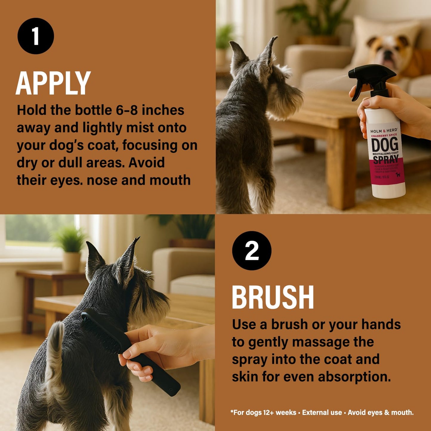 Holm & Herd Dog Perfume Spray – Deodorizing Coat Spray for Dogs that Hydrates & Enhances Shine – Dog Cologne & Leave-in Conditioner – Cranberry Spice 8oz