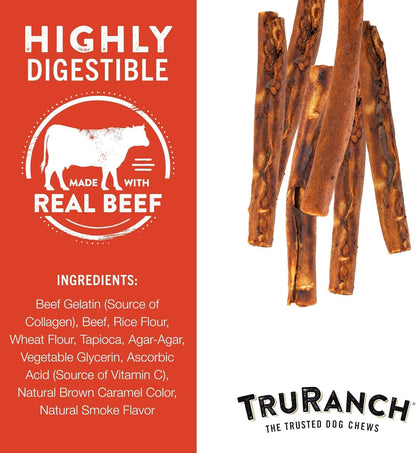 TRURANCH Collagen Rolls - 9" Collagen Rolls for Dogs - Long Lasting Healthy Joint Support Dog Treat - Rawhide Alternative - Skin & Coat Health - Made with Real Beef, 1 Bag, 3 Count