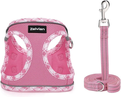 Cat Harness and Leash Set for Walking, Escape Proof Adjustable Soft Mesh Kitten Harness with Reflective Strips, Breathable No-Choke Pet Vest for Small Cats or Puppies(Pink,M)