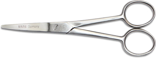 Mars Professional Stainless Steel Curved Scissors Shears, Microserrated, Blunt Points, 5" Length