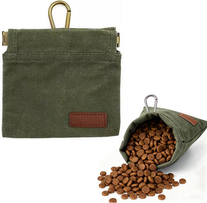 Dog Training Treat Pouch with Auto-Closing Lid, Hands-Free Leash Clip Bag for Puppy Obedience, Portable Pet Reward Snack Holder for Walking Hiking and Outdoor Adventures