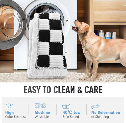 Backseat Dog Bed Non-Slip, Dog Bed for Car Back Seat Soft and Comfortable, Back Seat Pet Bed Mat for Travel, Pet Car Blanket for Backseat Extender and Seat Covers Checkered (51”X 23.5”)