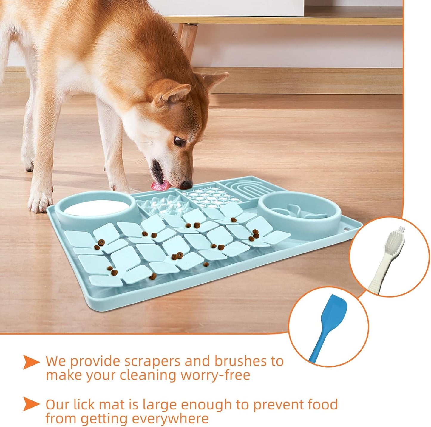 Lick Mat for Dogs Mint Green and Pet Hair Removal Glove