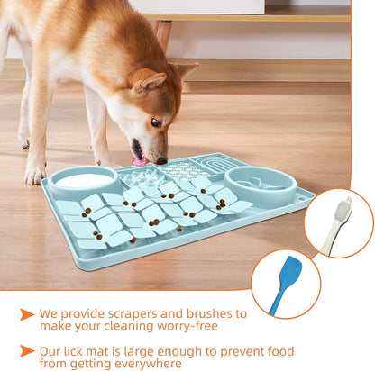 Lick Mat for Dogs Mint Green and Pet Hair Removal Glove