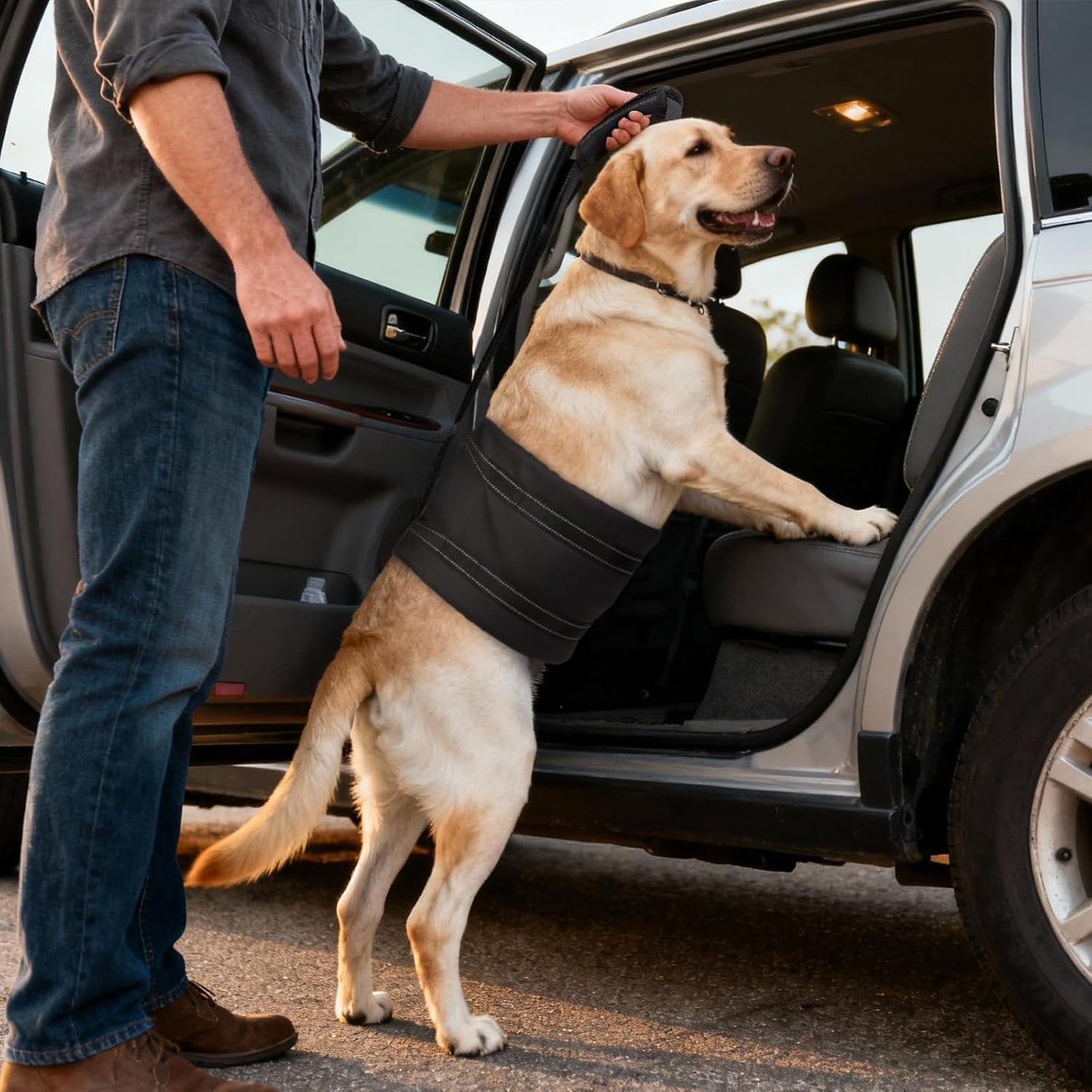 Adjustable Dog Lift Harness for Dog Sling Carrier with Handle Soft Rehab Support Sling for Weak Rear Legs Ideal for Seniors, Injured, and Post ACL Surgery Recovery(M)