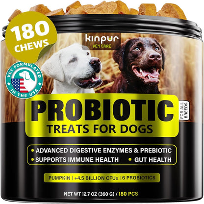 Probiotics Chews for Dogs w/Digestive Enzymes - Dog Probiotics to Support Gut Health, Alleviate Dog Itch, Soothe Itchy Skin, Dog Allergy Relief - Good for Immunity & Dog Itching Skin Relief -180 ct