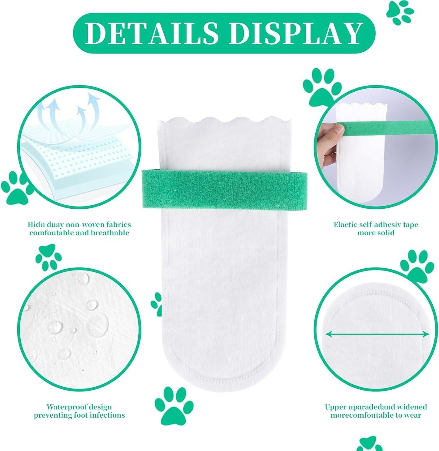 40 Disposable Dog Paw Protectors Adjustable Velcro Socks for Small Medium Large Dogs Indoor Outdoor Walking Footmuffs (S (5-16 lb) 40)